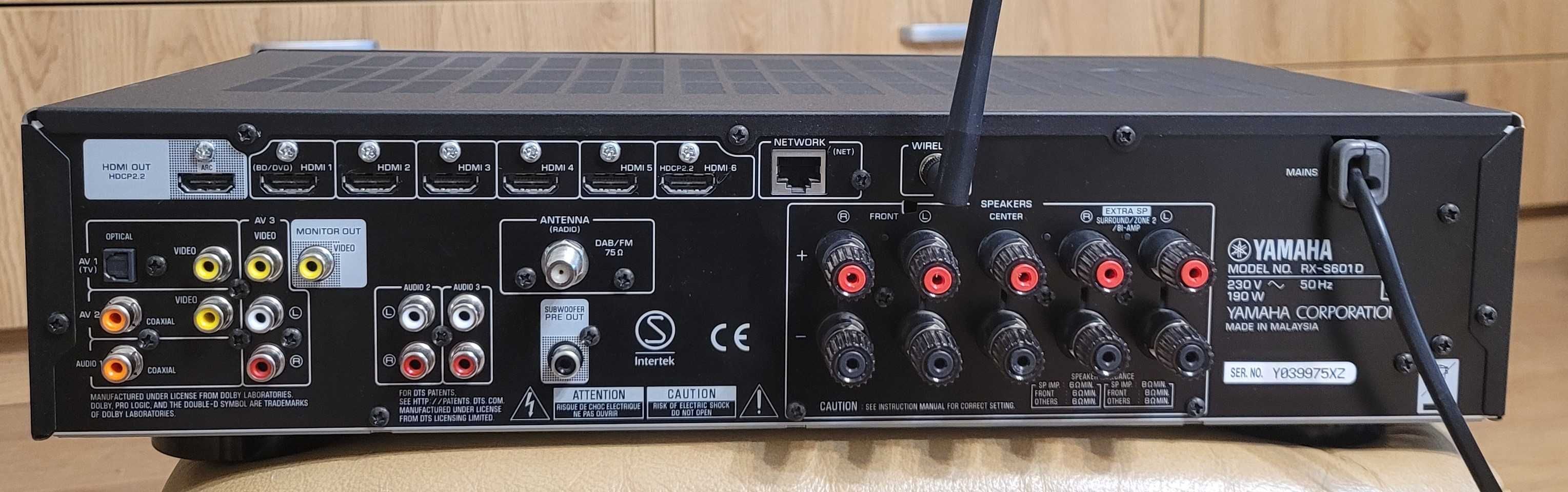 Yamaha RX-S601D Amplituner 5.1 HDMI DAB+ radio intern music cast pilot