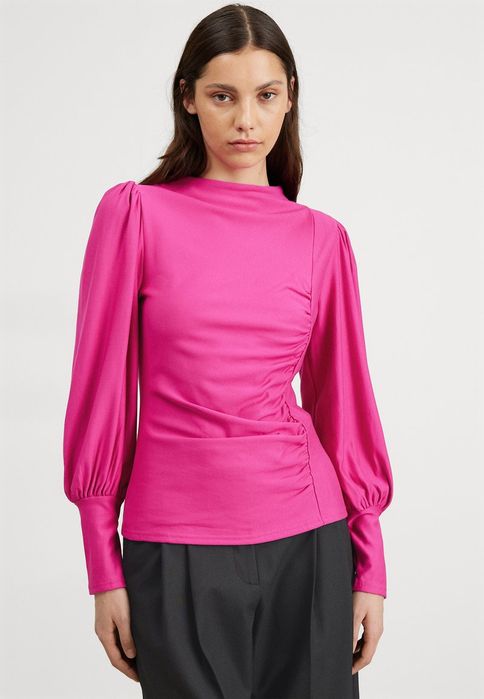 Bluzka z marszczeniami różowa Gestuz S