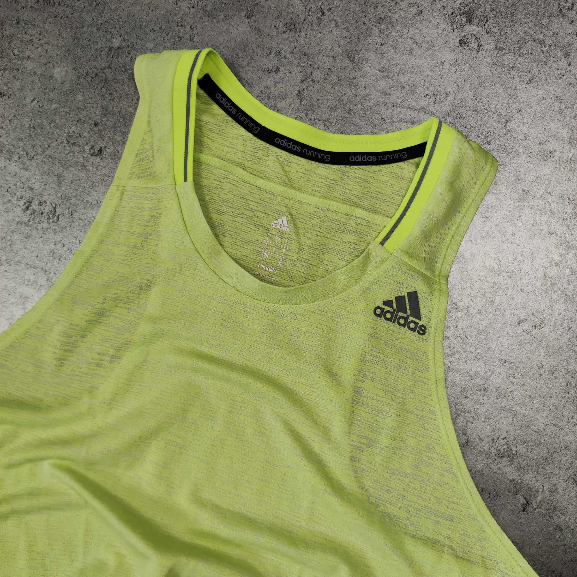 MĘSKA Koszulka Sportowa bez Rękawów Neon Adidas Running ClimaCool