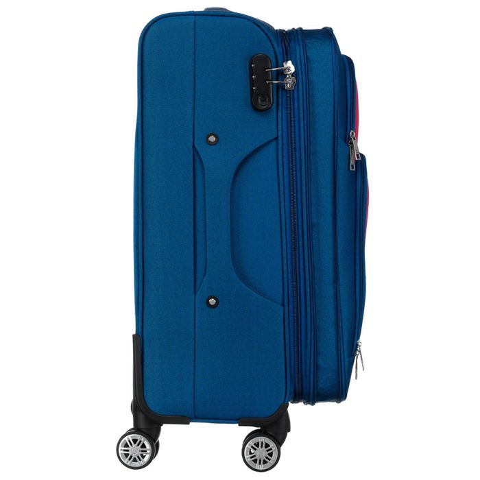 zestaw walizek podróżnych w niebiesko-czerwonym kolorze - peterson