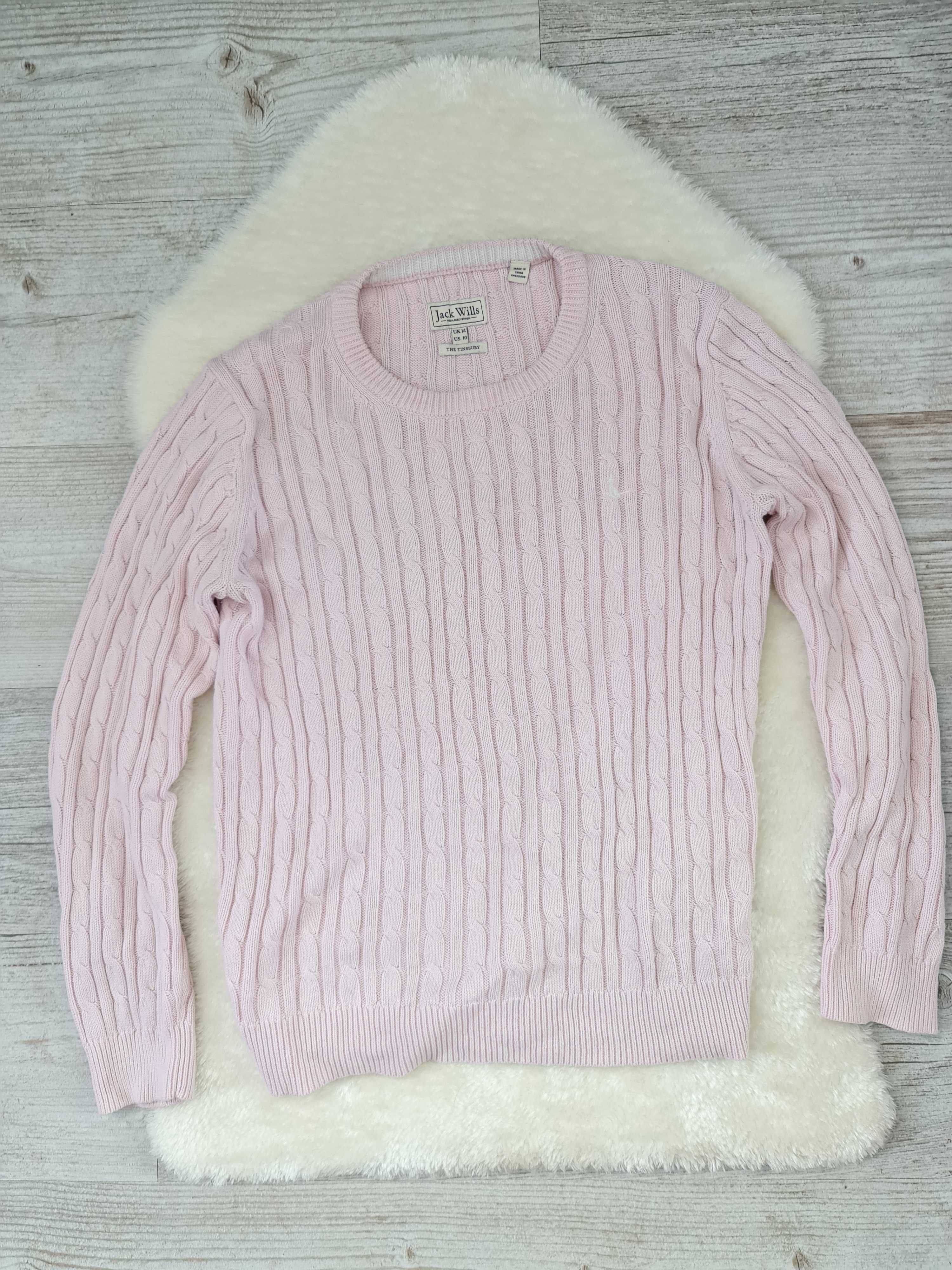Sweter Jack Wills Różowy , Pudrowy Róż Rozmiar M 100% Bawełna Sweterek