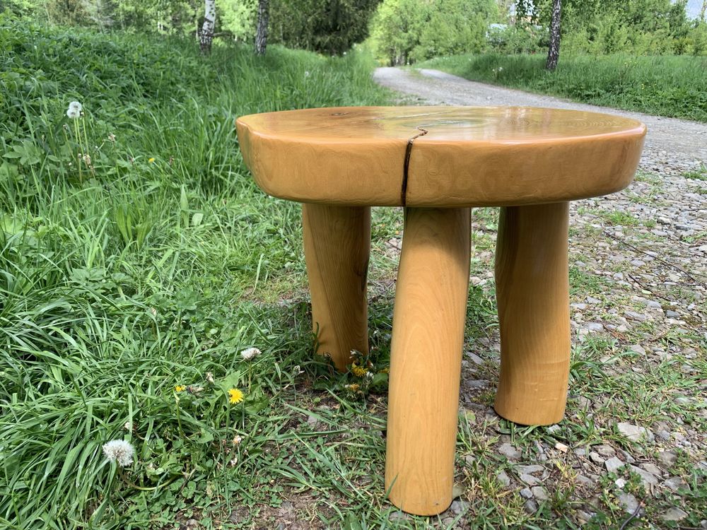 Drewniany (Jesion) taboret/ stolik z jednego kawałka drewna