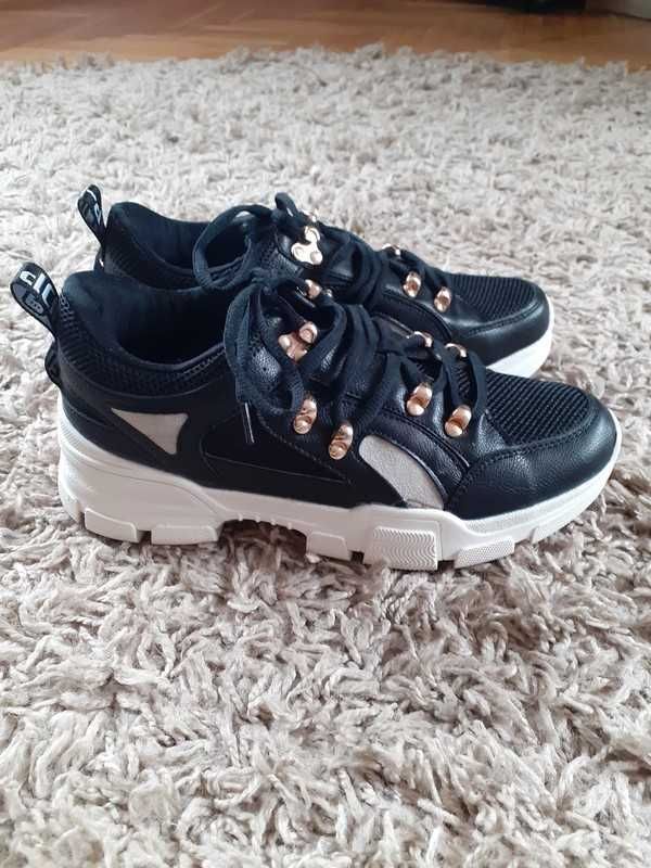 Czarne białe buty sportowe vices sneakersy adidasy 39 25.5 cm złote