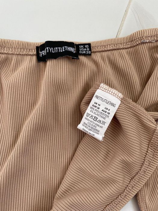 Топ кроптоп топ бандо топ з довгим рукавом в рубчик розмір M бежевий