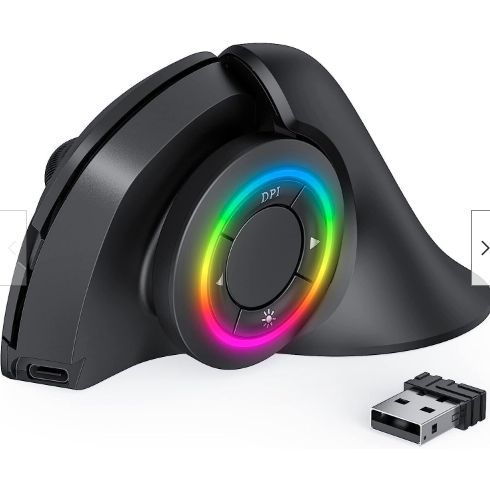 bezprzewodowa mysz pionowa z oświetleniem rgb vv