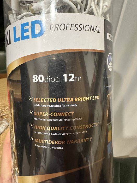 Lampki LED na choinkę 80 diod 12 m białe zimne
