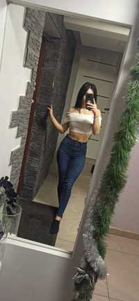 Biała bluzka crop Top Missguided XS/S hiszpanka OKAZJA