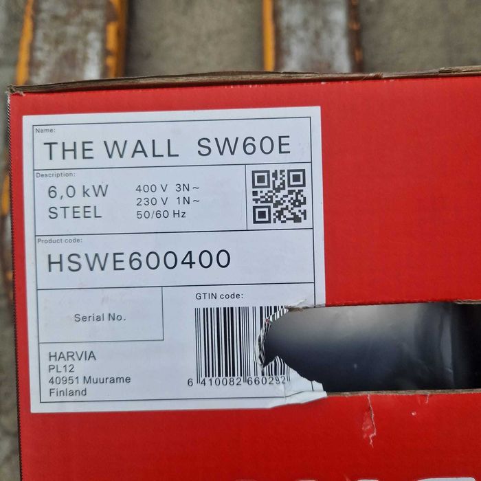 Piec do sauny HARVIA THE WALL SW60E 6KW stal srebrny czarny NOWY 24h