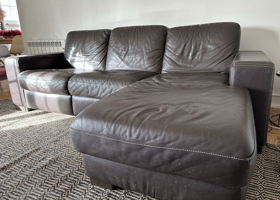 Sofá chaise longue pele Divani&Divani