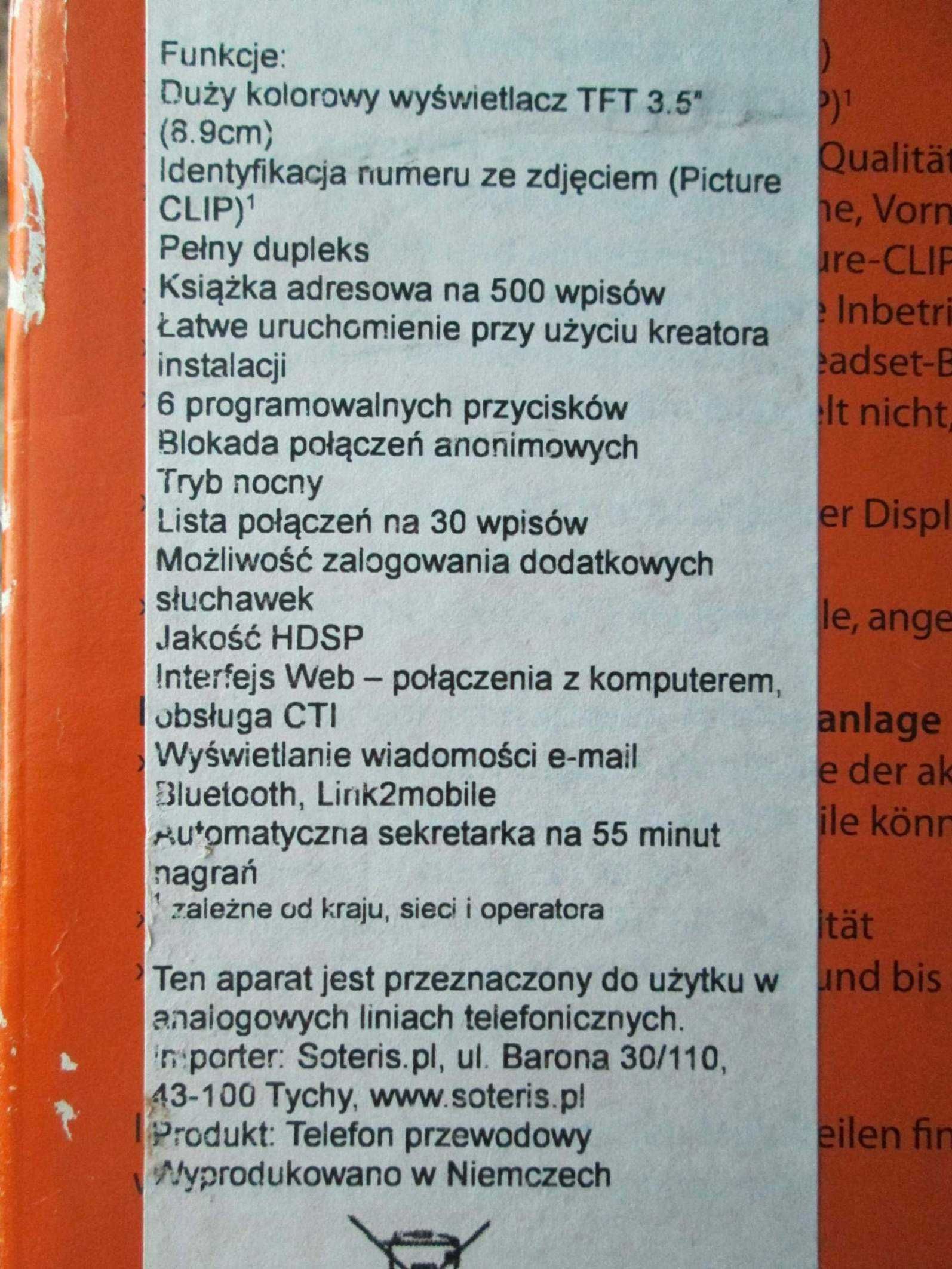 Telefon stacjonarny Gigaset DL500A z wyświetlaczem 3,5" - NOWY