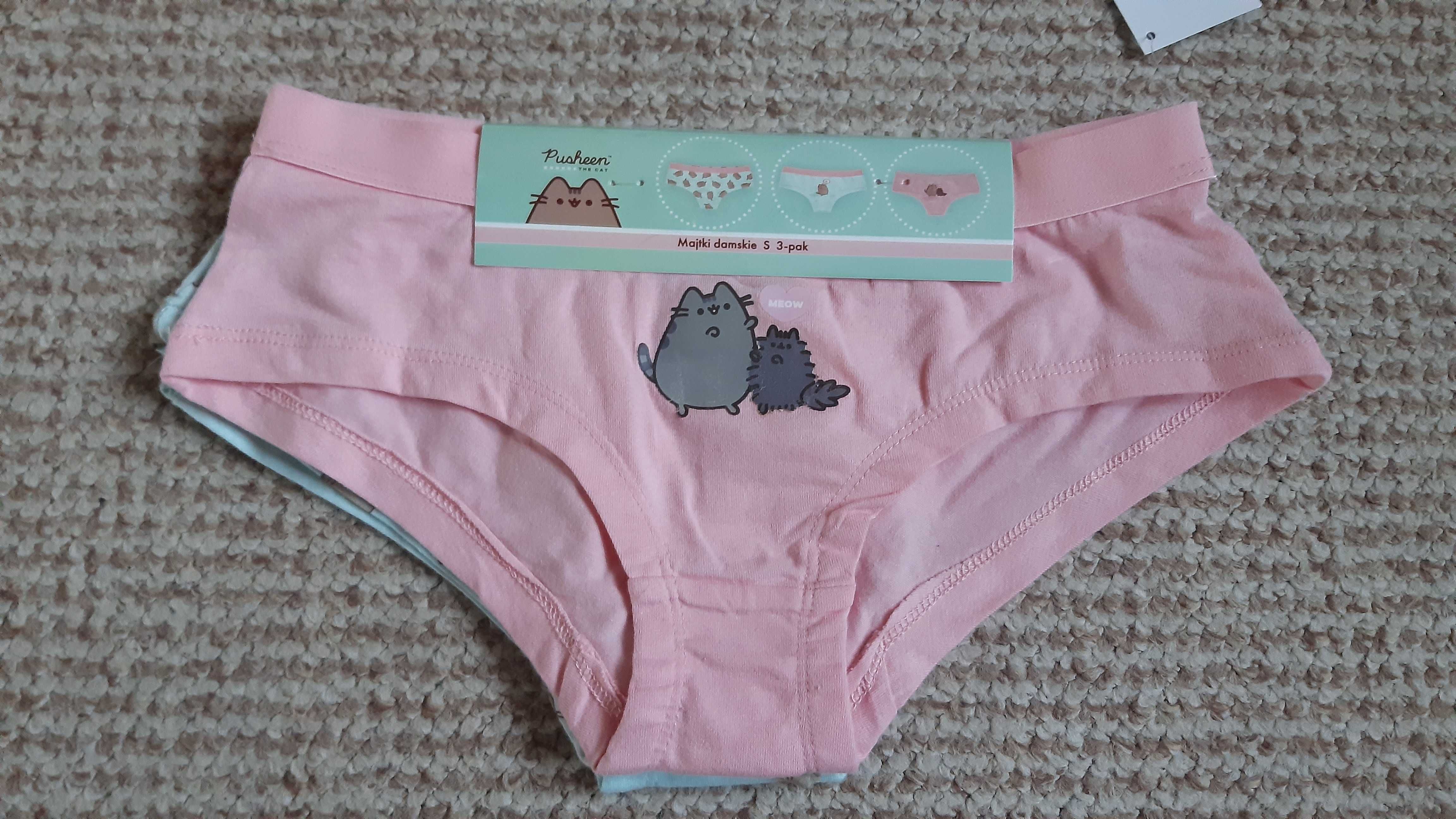 Nowe damskie młodzieżowe majtki Pusheen S 3-pak