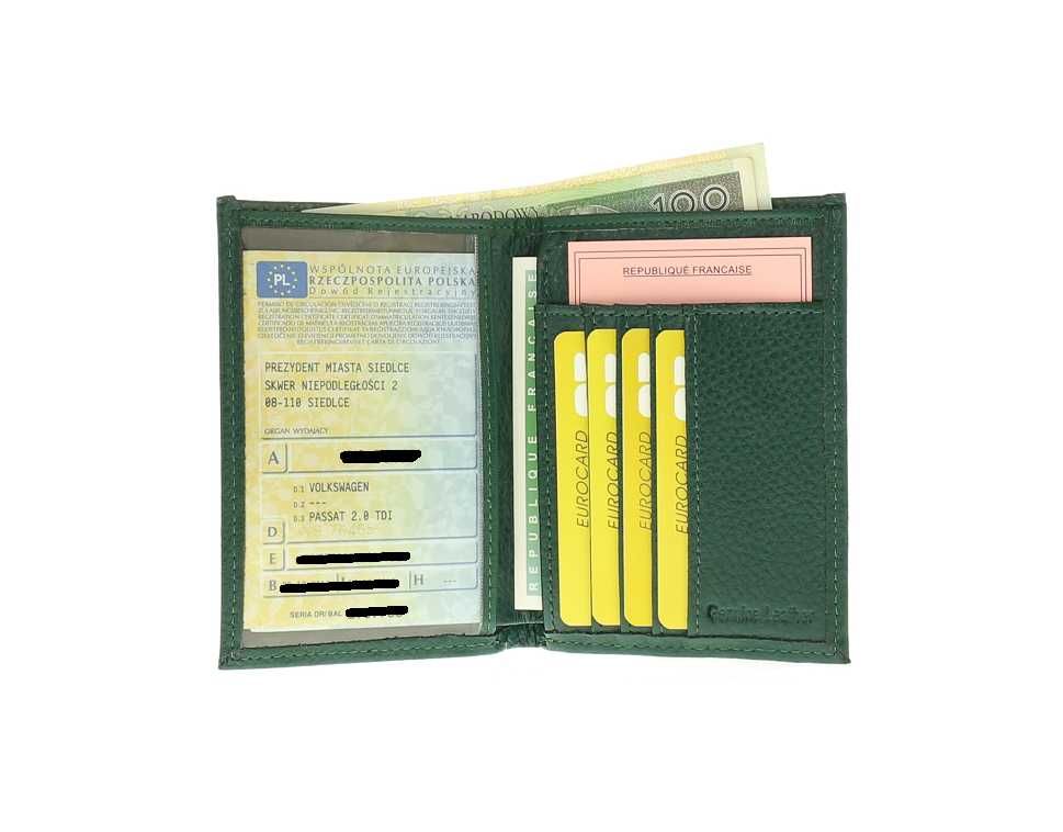 Okładka na dowód rejestracyjny etui na dokumenty zielone zielony skóra
