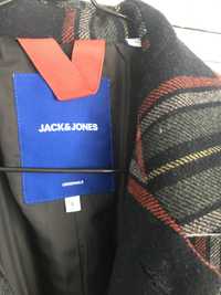 Стильное мужское пальто в клетку 20% шерсть Jack&Jones