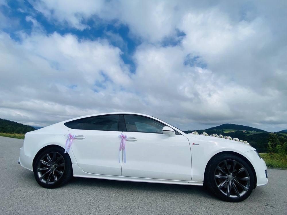 Samochód do Ślubu białe Audi A7 SUPER PROMOCJA  CENA Z DEKORACJĄ