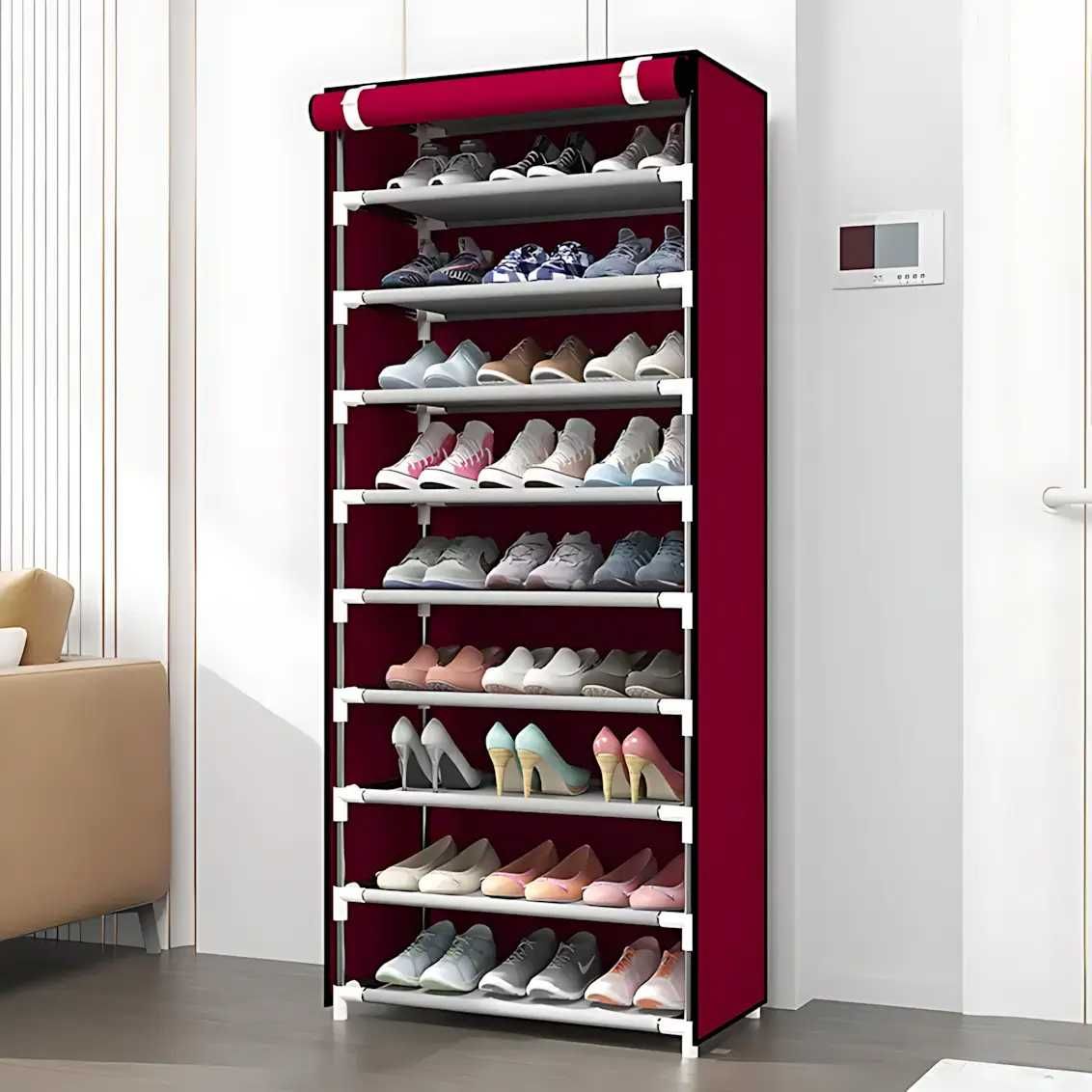 Складной тканевый шкаф для обуви JBI TOPY – 9 полок, 158×58×30 см