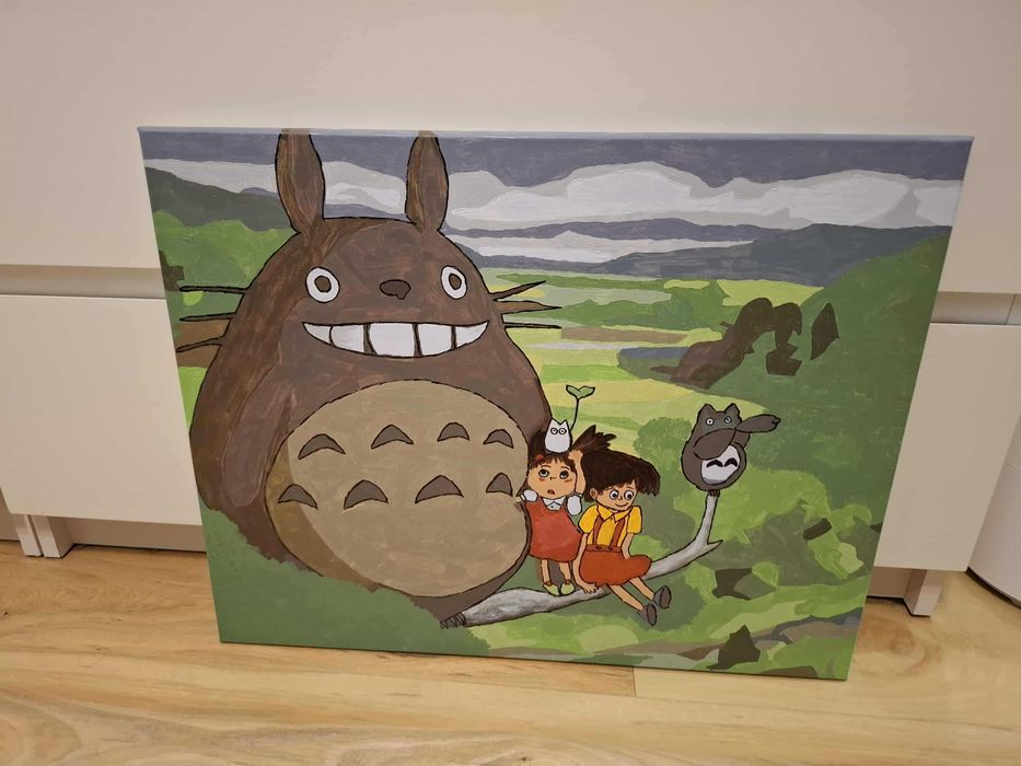 Obraz ręcznie malowany 40x50 mój sąsiad totoro studio ghibli anime