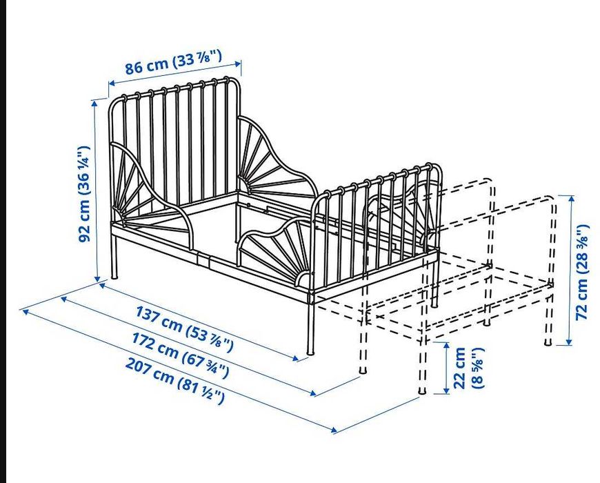 Łóżko Minnen z regulowaną ramą