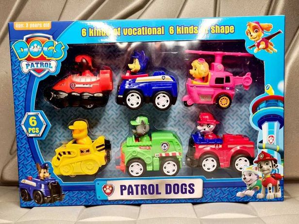 Extra Komplet piesków Psi Patrol 6 sztuk w pojazdach - zabawki nowe