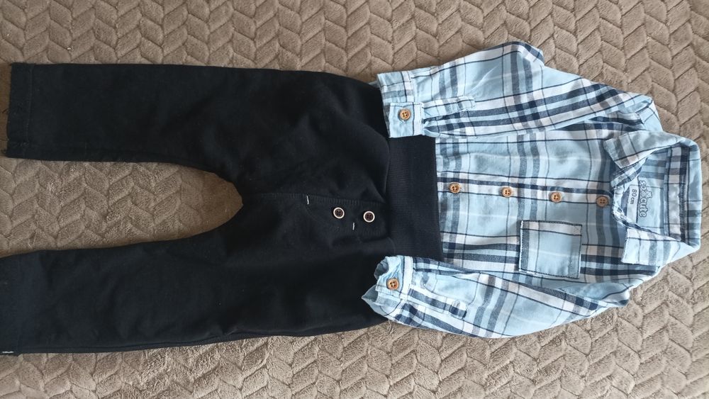 Elegancki komplet dla chłopca: spodnie r.86 oraz koszulobody r.80