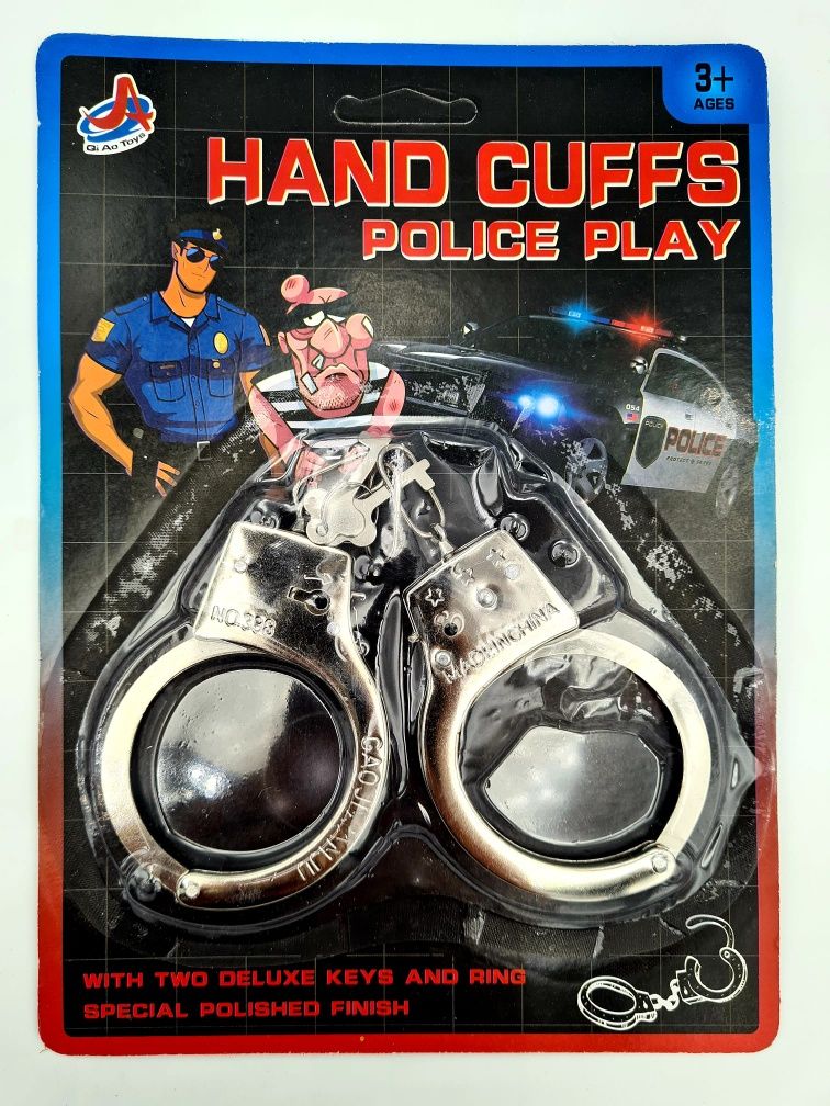 Nowe metalowe kajdanki dla małego policjanta - zabawki