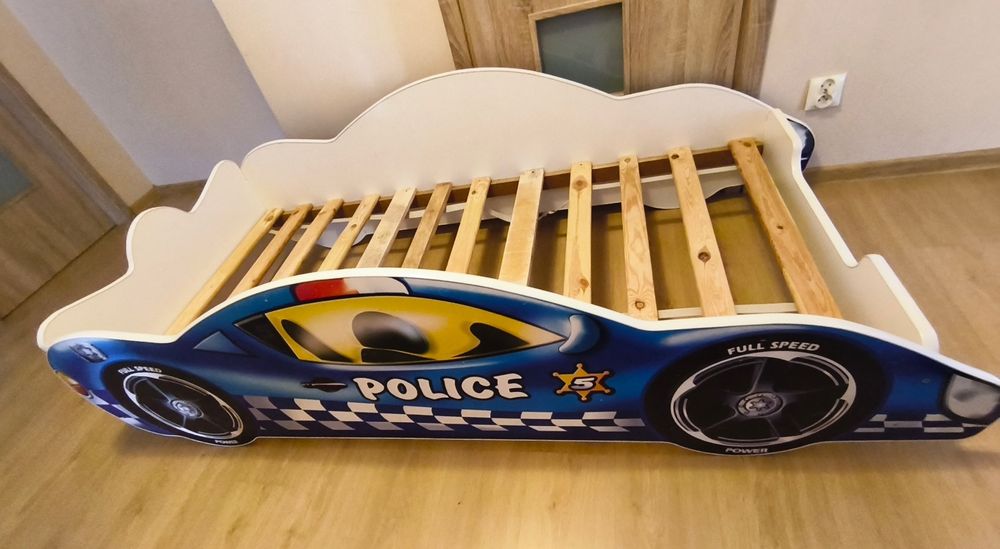 Łóżko dziecięce policyjne, policja, niebieskie 180x90