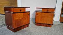 Szafki nocne Art Deco lata 50 Design PRL Czechosłowacja Halabala
