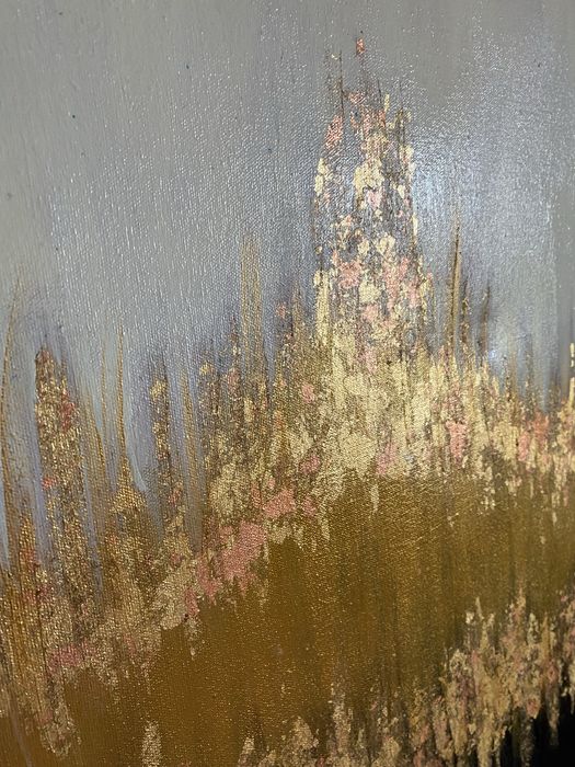 Złote Echo abstrakcyjny Obraz na płótnie akryl 50x70