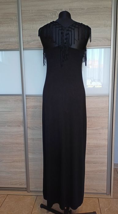 Czarna sukienka maxi, wakacyjna boho M.