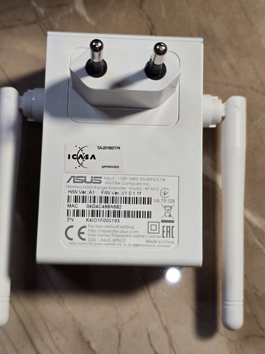 Усилитель Wi-Fi сигнала Ретранслятор ASUS RP-N12