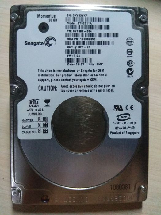 Жёсткий диск Seagate 20 GB для ноутбука (IDE)