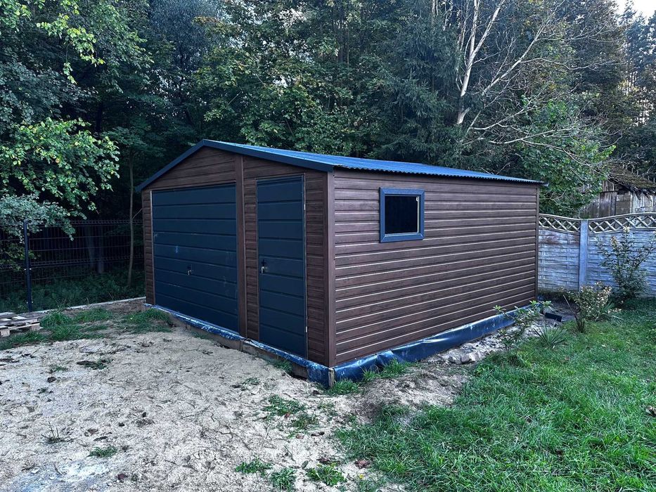 Garaż blaszany 5x5 drewnopodobny brama uchylna montaż gratis