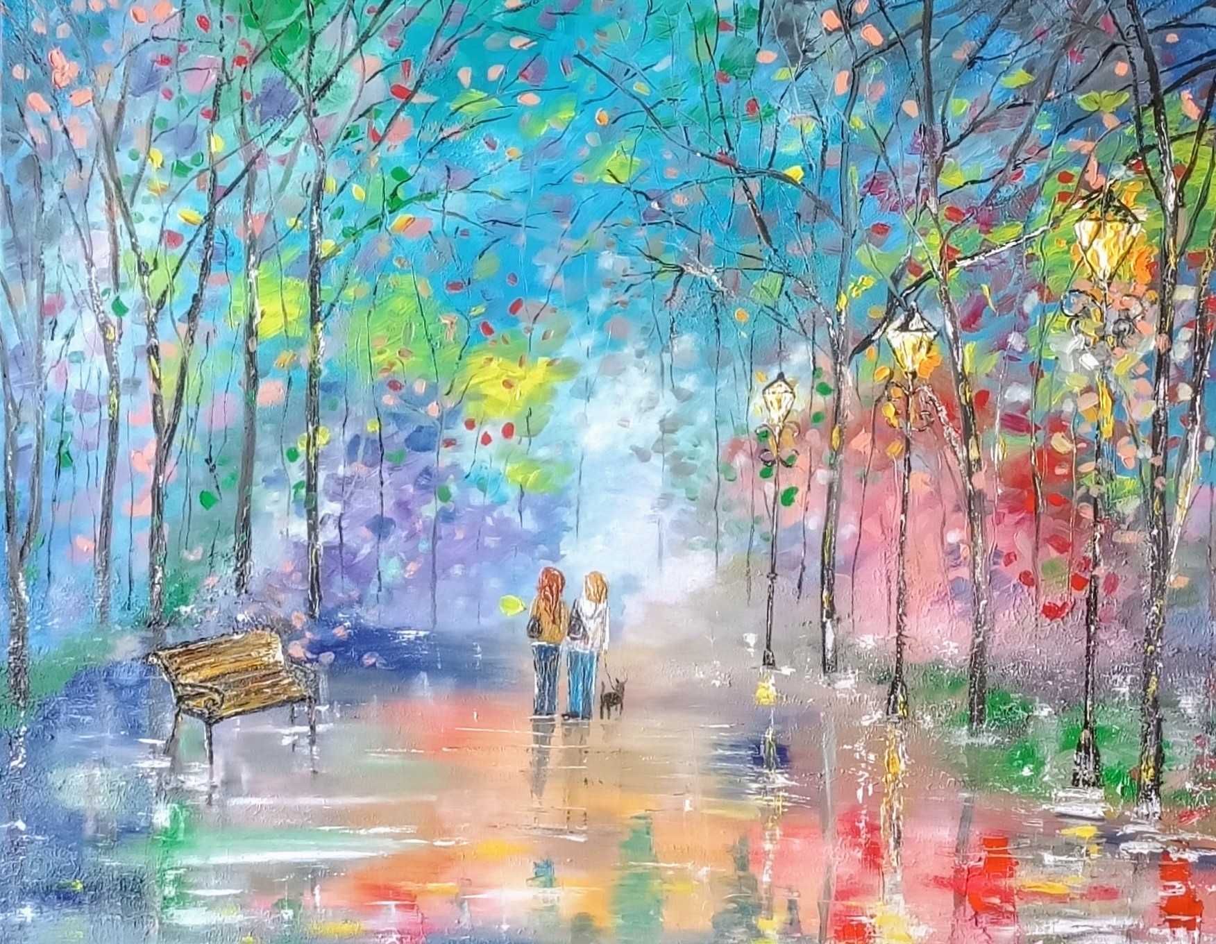 Óleo sobre tela, original, dimensões 60cmx70cm, cenário colorido.