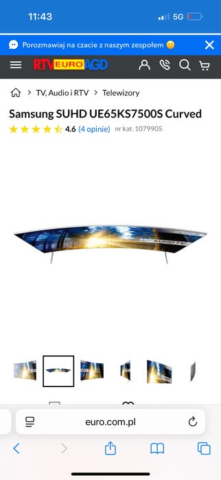 Samsung SUHD UE65KS7500S Curved Smart stan idealny