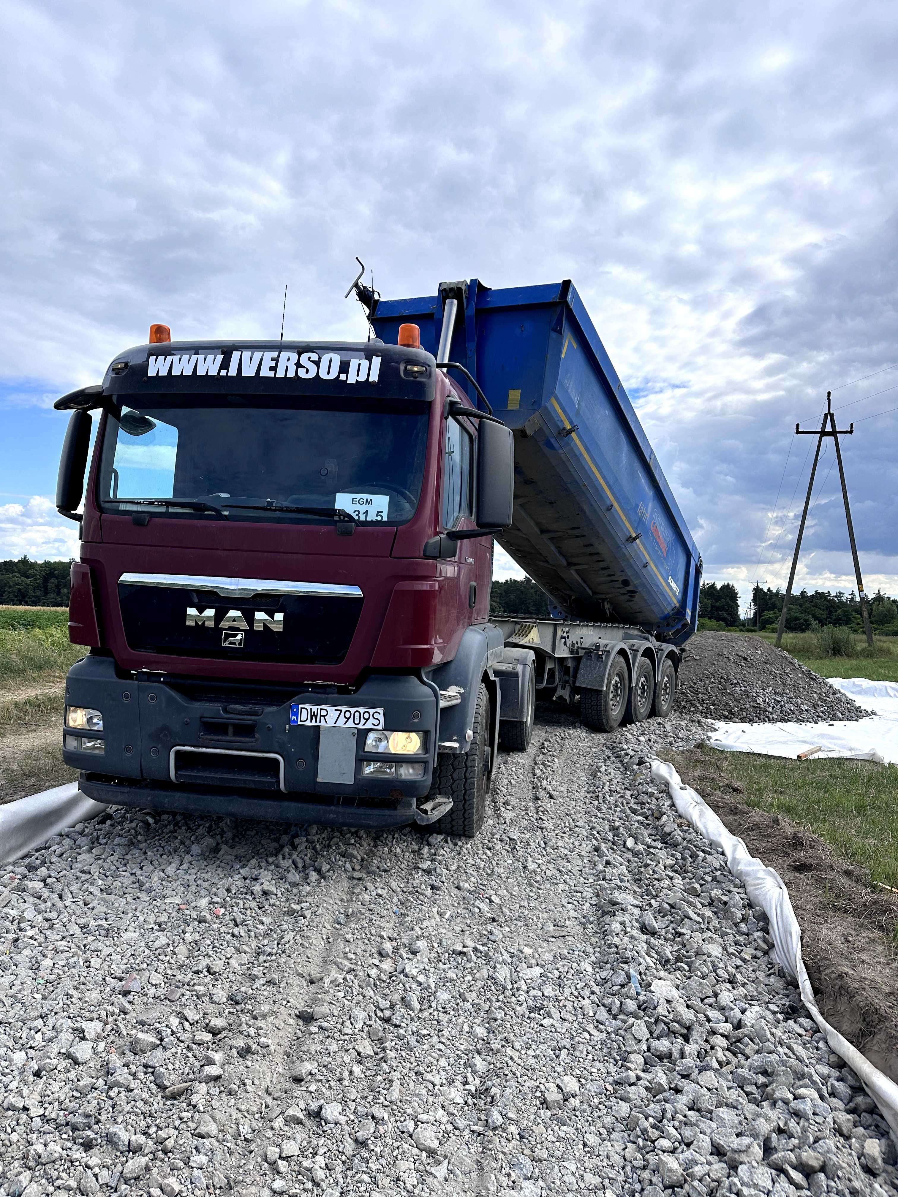 Gruz betonowy, beton kruszony, przekrusz betonowy, kruszywo betonowe