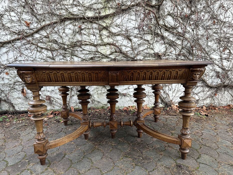 Stary Stol Eklektyczny Antyk Masywne Drewno