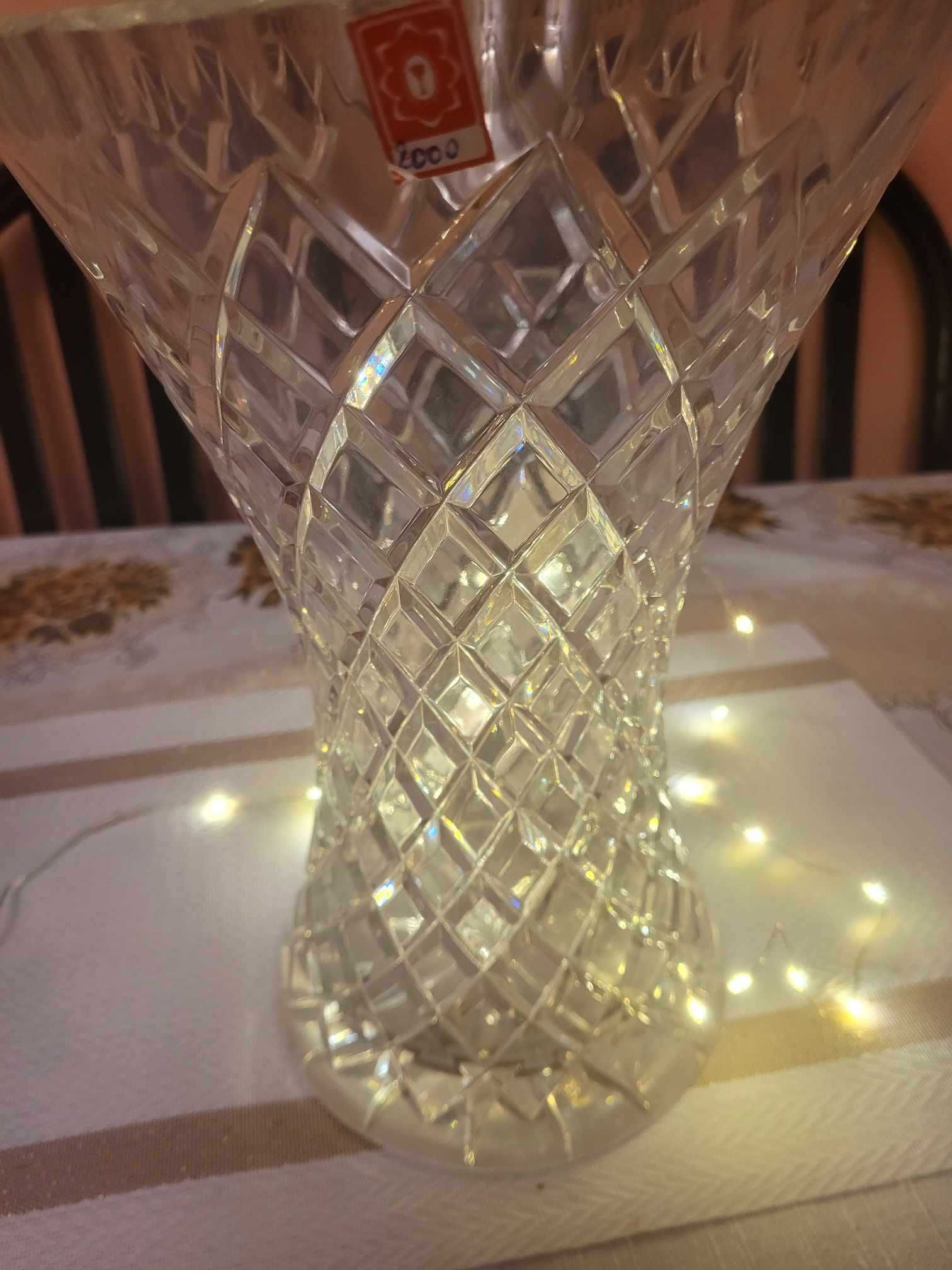 Piękny duży kryształowy wazon z metką