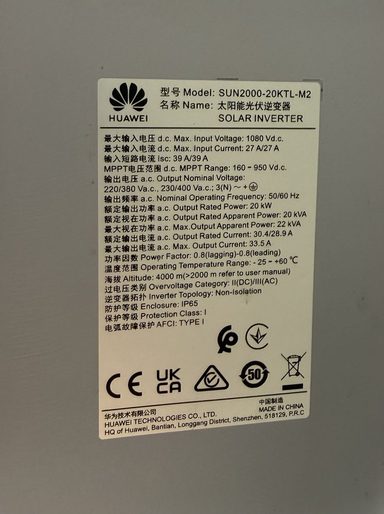 Inversor Huawei Sun2000 20KTL M2