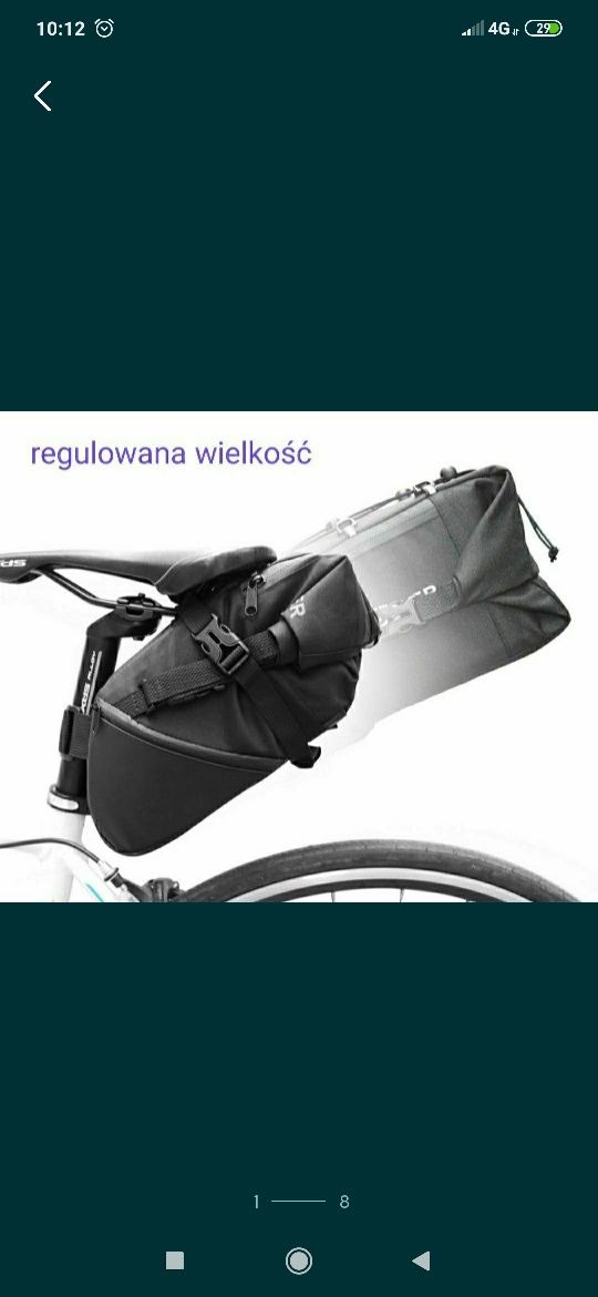 Sakwa rowerowa, podsiodłowa, NOWA, regulowana 3L-10L