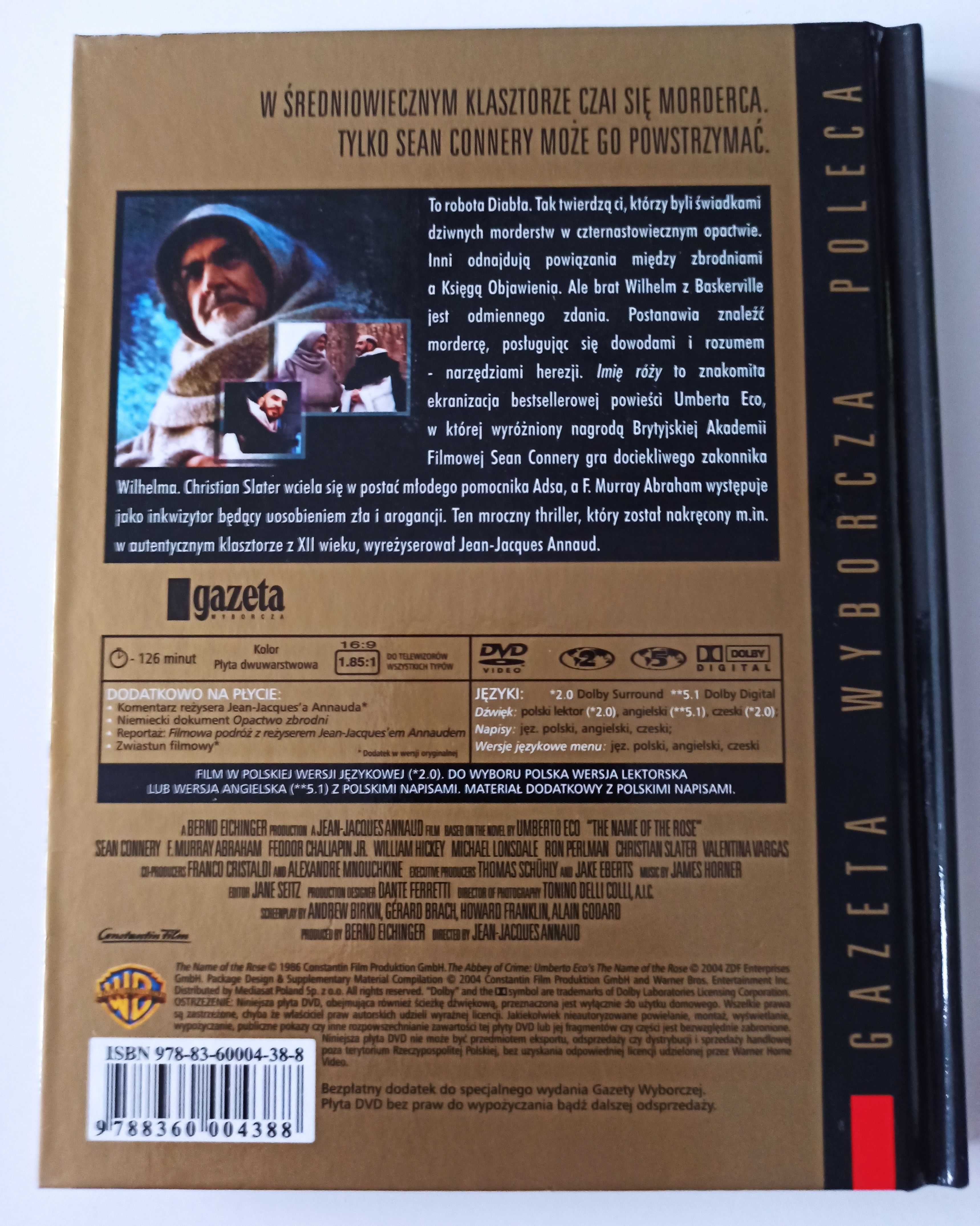 Imię róży film DVD Umberto Eco Sean Connery + książeczka