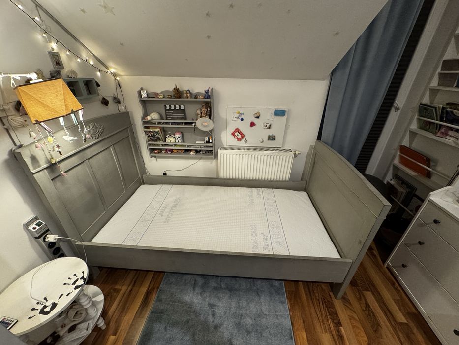 Łóżko lite drewno, nie IKEA, Materac 190x80, materac Hean latex