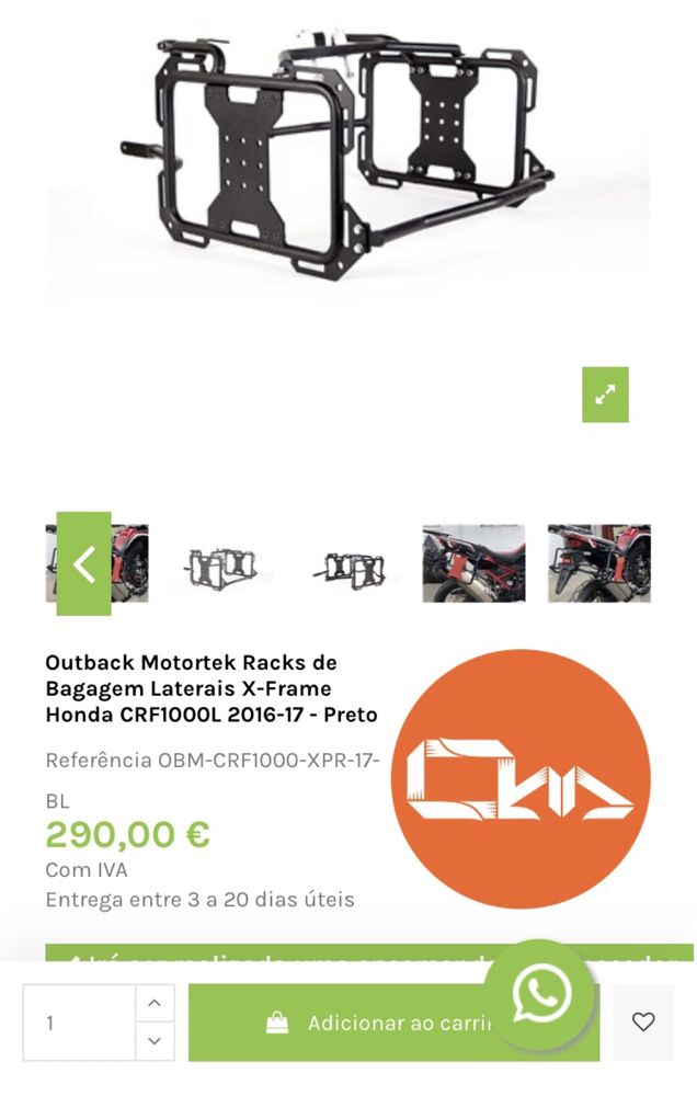 Outback Motortek Racks de Bagagem Laterais X-Frame Honda CRF1000L 2016-17 - Preto