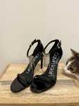 Buty sandały na obcasie skórzane Calvin Klein 37 czarne cyrkonie