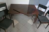Stół drewniany + 4 krzesla komplet fornirowany zadbane W-wa