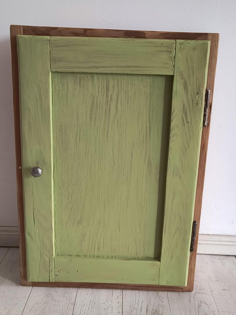 Szafka wisząca sosna vintage retro Memphis Boho zielona aptekarka