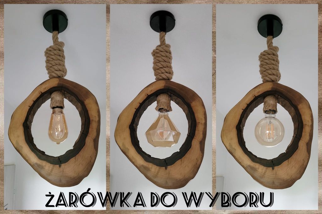 Lampa wisząca dekoracyjna orzech włoski handmade