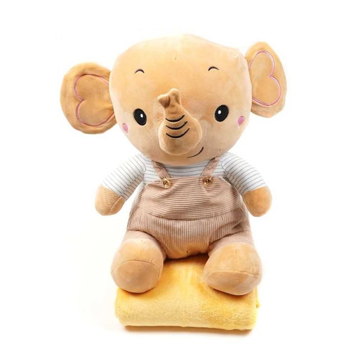 Слонёнок 3в1: плед, подушка и игрушка в одном (50 см, бежевый)