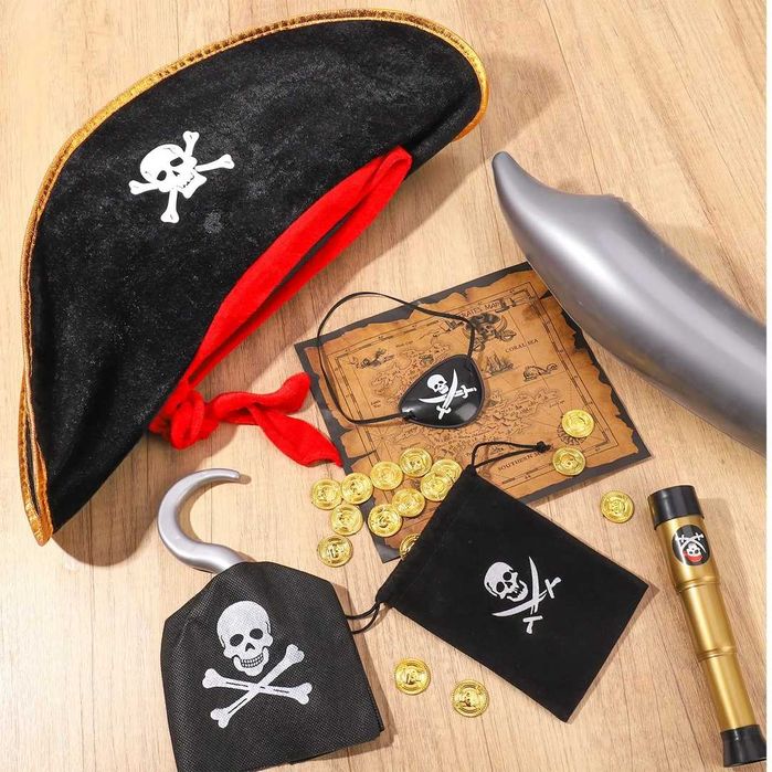 Strój pirata dla dzieci Kostium Akcesoria 8 części Uniwersalny