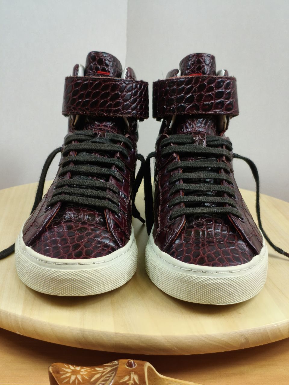 Buty Botki Hugo Boss damskie r.37 bordowe skòrzane lakierowane