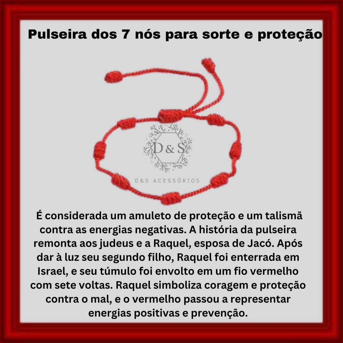 Pulseira dos 7 nós para sorte e proteção-vermelho