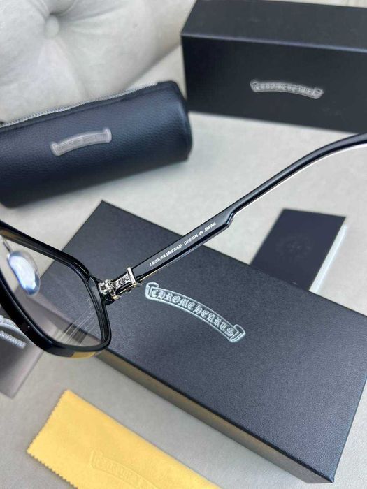 Мужские прозрачные очки Chrome Hearts черная оправа Хром Хартс g244